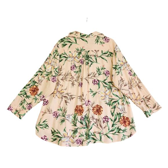 Cynthia Rowley Womens Floral Linen Blend Popover Top Plus Size 2X Paradise Boho - Picture 6 of 10